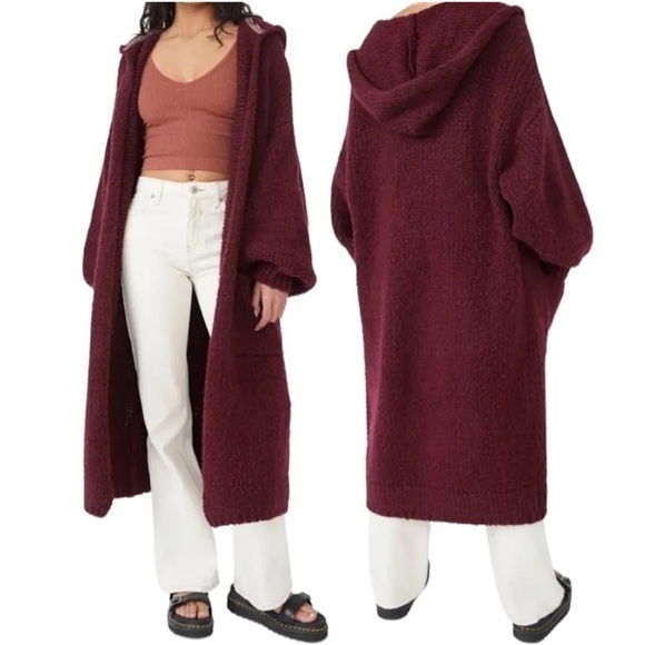 Free People Sweaters - NEW FREE PEOPLE Caffe Açai Long hooded Cardigan